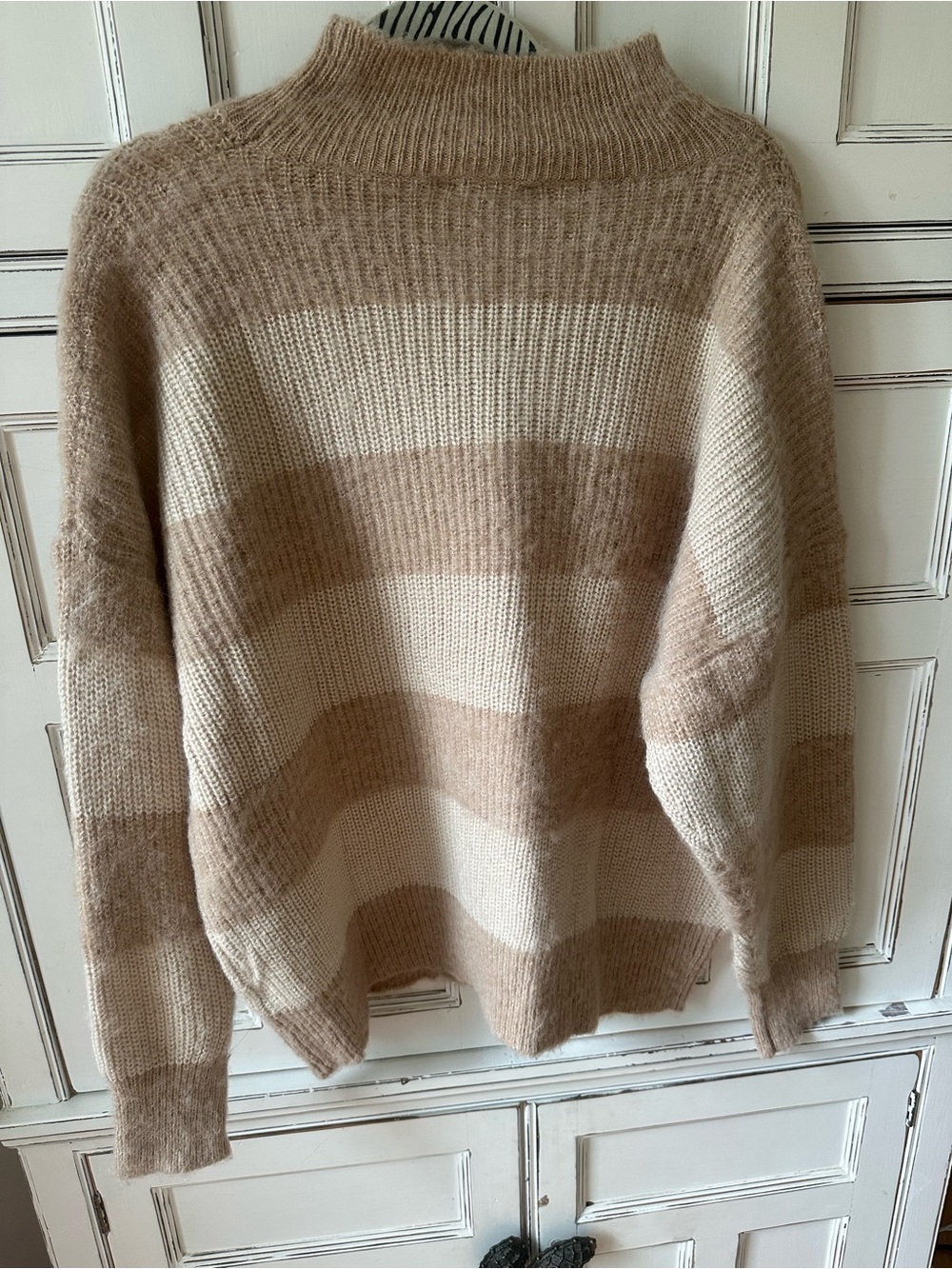 Gilli Cream and Tan Striped Women's Sweater - Picture 2 of 3